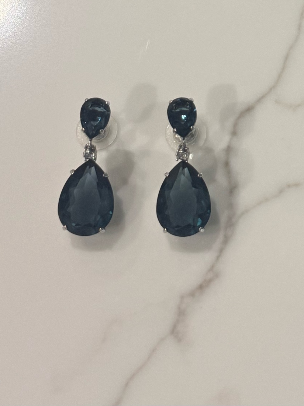 Swarovski Dark Blue Teardrop Earrings